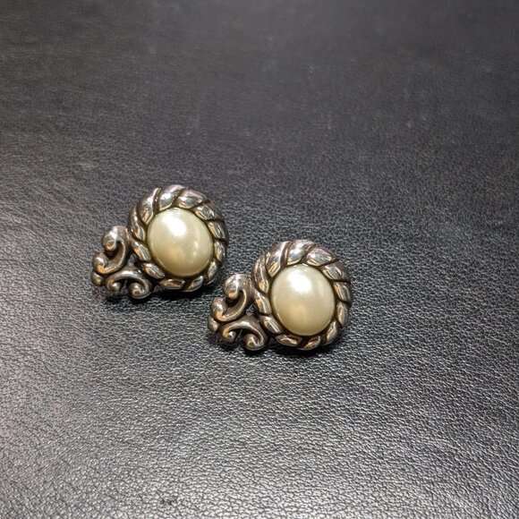 Brighton Retired Moon Glow Pearl Post Earrings - Picture 2 of 6